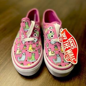 Pink Llamas girls Vans shoes. NIB